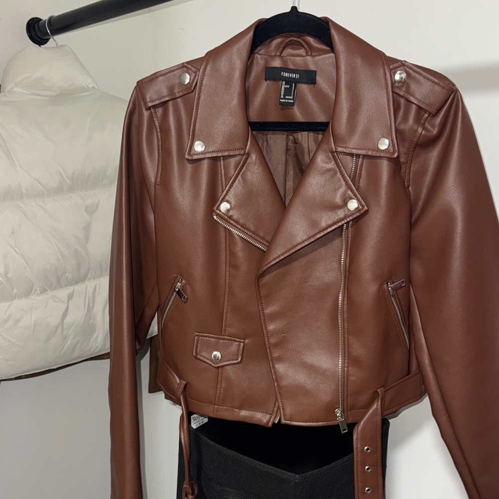 Forever 21 Chocolate Brown Faux Leather Jacket